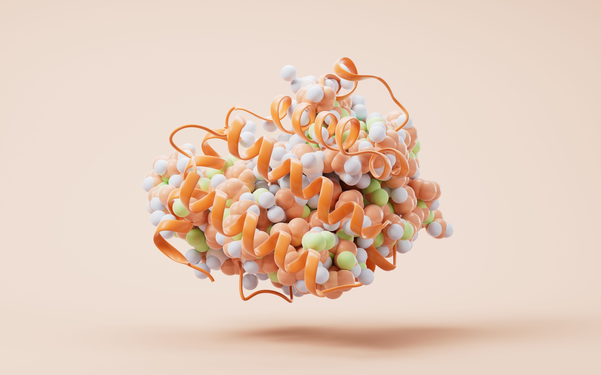 Biological organic protein structure, 3d rendering.